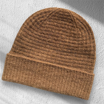Bonnet gaufre cachemire caramel | motif douillet en cachemire bio 6/28 de Pascuali