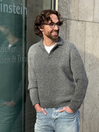 The Cashmere-Waffle Polo | waffle pattern from Classic Cashmere by Cardiff
