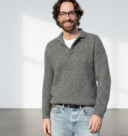 The Cashmere-Waffle Polo | waffle pattern from Classic Cashmere by Cardiff