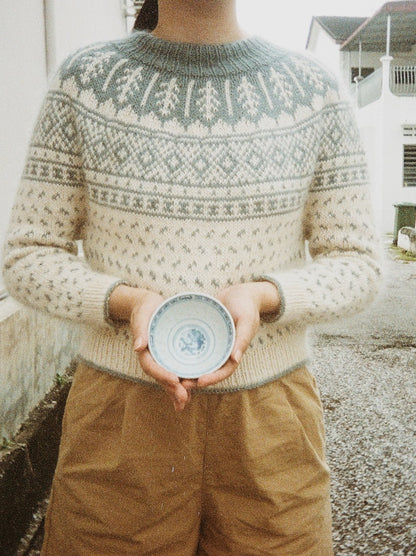 Grain Jumper | motif en porcelaine de Le Petit Organic Cotton et Le Petit Silk Mohair de Biches & Bûches