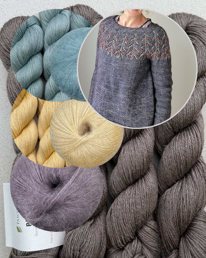Sea Buckthorn Sweater | du cynorhodon romantique avec des mailles glissées de Pinta et Mohair Bliss de Pascuali