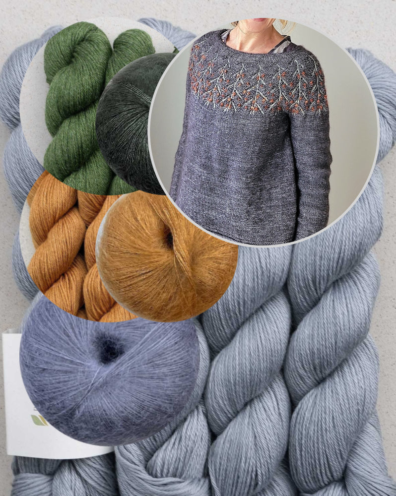 Sea Buckthorn Sweater | du cynorhodon romantique avec des mailles glissées de Pinta et Mohair Bliss de Pascuali