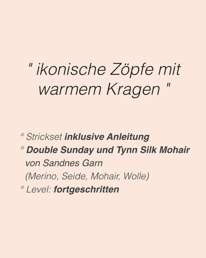 Sienna vetoketjuneule | oversize ja pehmeä, valmistettu Sandnes Garnin Double Sunday- ja Tynn Silk Mohair -langasta