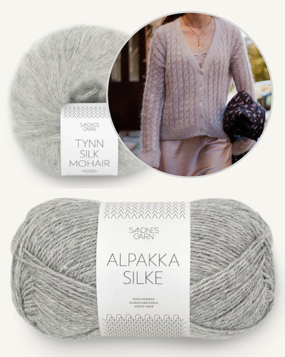 Sophisticable Cardigan | casually elegant cable pattern made of Alpakka Silke and Tynn Silk Mohair by Sandnes Garn