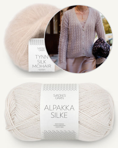 Sophisticable Cardigan | casually elegant cable pattern made of Alpakka Silke and Tynn Silk Mohair by Sandnes Garn