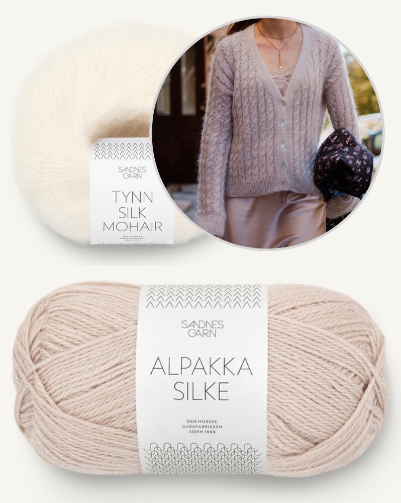 Sophisticable Cardigan | casually elegant cable pattern made of Alpakka Silke and Tynn Silk Mohair by Sandnes Garn