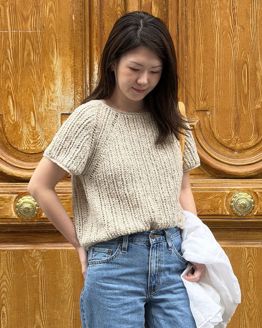 Top Sablé | fines rayures bouclées en Curly Cotton de Gepard Garn