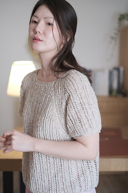 Top Sablé | fines rayures bouclées en Curly Cotton de Gepard Garn