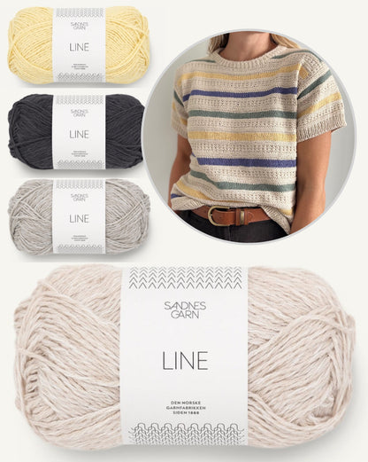 Stornoway Tee | stripes and pattern made from Line by Sandnes Garn