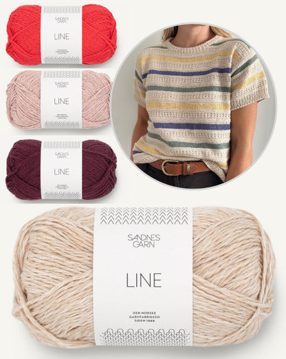 Stornoway Tee | stripes and pattern made from Line by Sandnes Garn