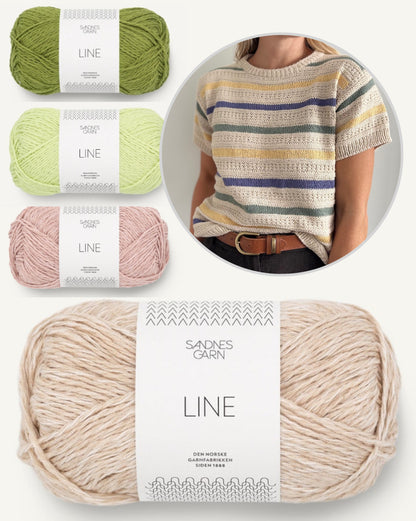 Stornoway Tee | stripes and pattern made from Line by Sandnes Garn