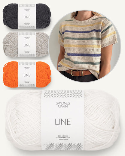 Stornoway Tee | stripes and pattern made from Line by Sandnes Garn