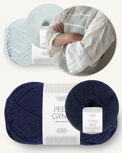 Sunde Slipover | wunderschöne Streifen aus Peer Gynt und Tynn Silk Mohair von Sandnes Garn