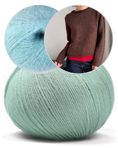 Suzie Sweater – double fil | doux et velouté en Merino Baby et Manada de Pascuali