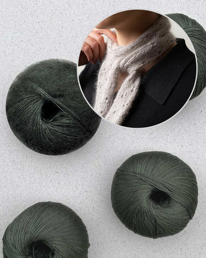 Mini-écharpe Tide Eyelets | fin motif en Arctic Pearl et Mohair Bliss de Pascuali