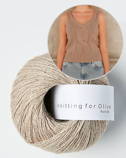Twisted V-Top | zarter Zopf mit Pure Silk von Knitting for Olive