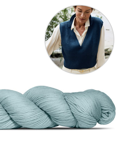 Waymark Vest | peenike Rosy Green Wooli Cheeky Merino Joy lõngast kootud vest
