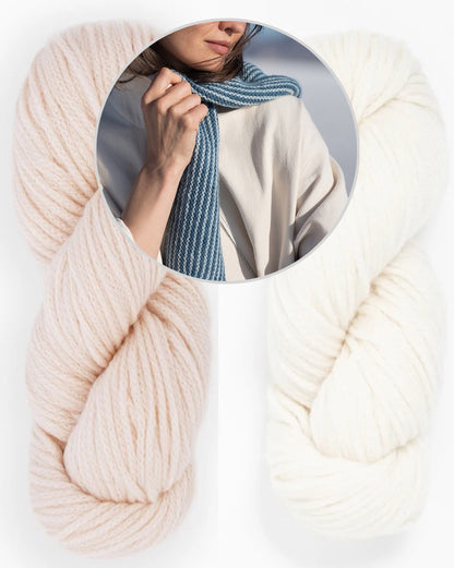Wendover Scarf | delicate stripes in Far by Woolfolk