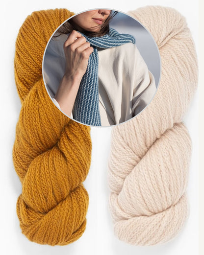 Wendover Scarf | delicate stripes in Far by Woolfolk