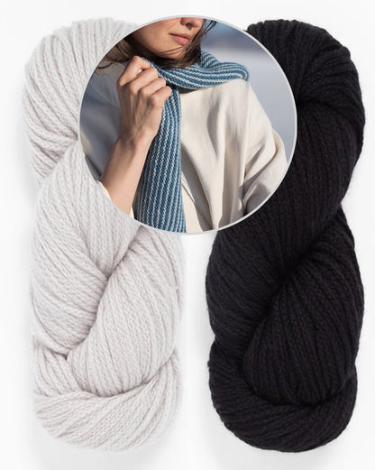 Wendover Scarf | delicate stripes in Far by Woolfolk