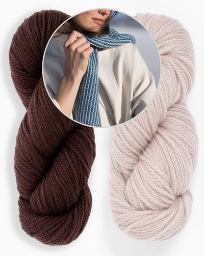Wendover Scarf | delicate stripes in Far by Woolfolk