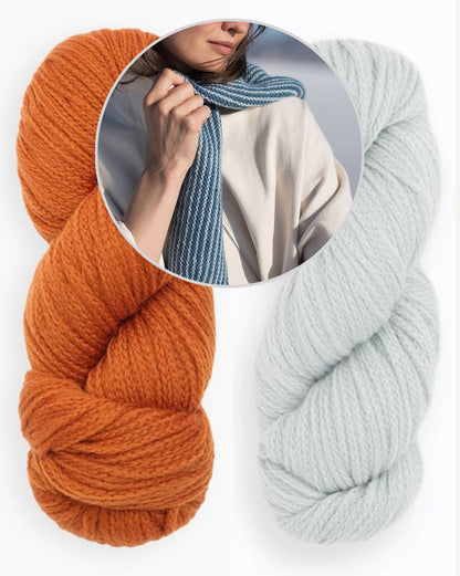 Wendover Scarf | delicate stripes in Far by Woolfolk