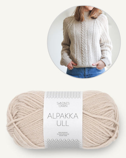 Wochenmarkt Pullover | zauberhaftes Zopfmuster aus Alpaka Ull von Sandnes Garn