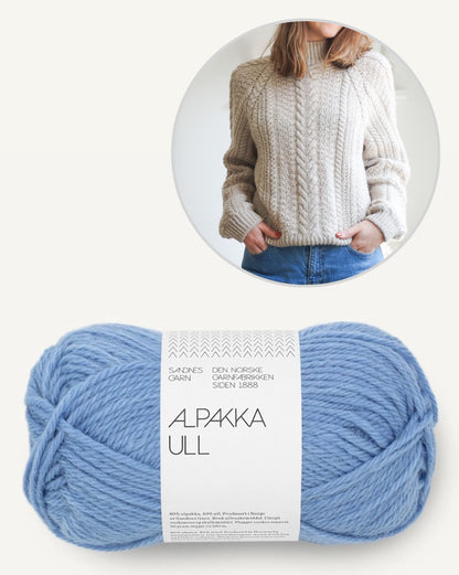 Wochenmarkt Pullover | zauberhaftes Zopfmuster aus Alpaka Ull von Sandnes Garn