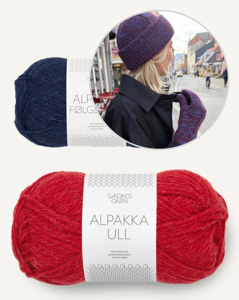 Yoko Set | beautiful hat with matching mittens made from Alpakka Ull and Alpakka Folgetrad by Sandnes Garn