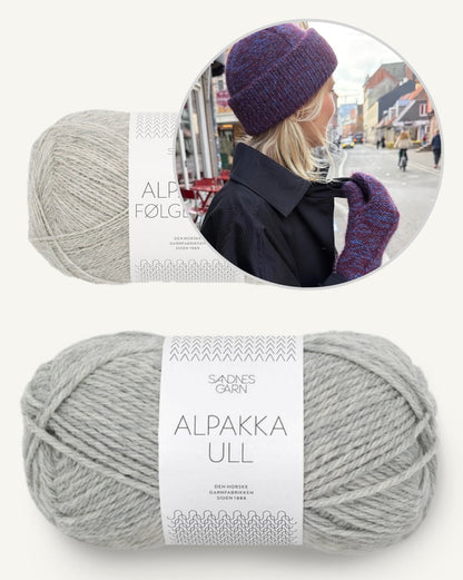 Yoko Set | beautiful hat with matching mittens made from Alpakka Ull and Alpakka Folgetrad by Sandnes Garn