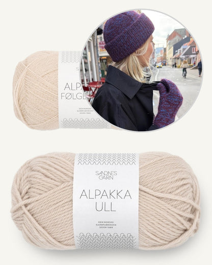 Yoko Set | beautiful hat with matching mittens made from Alpakka Ull and Alpakka Folgetrad by Sandnes Garn