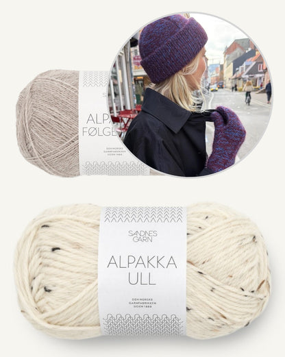 Yoko Set | beautiful hat with matching mittens made from Alpakka Ull and Alpakka Folgetrad by Sandnes Garn