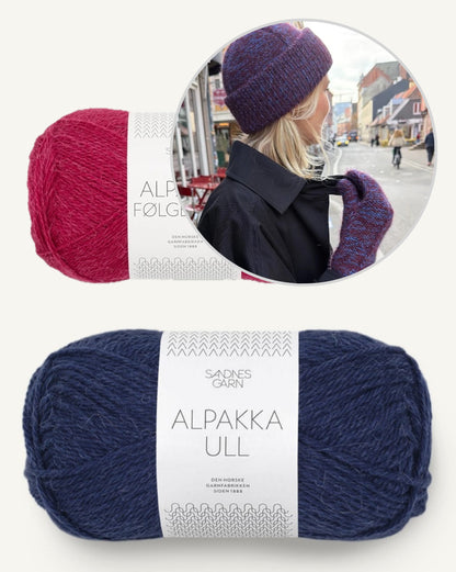 Yoko Set | beautiful hat with matching mittens made from Alpakka Ull and Alpakka Folgetrad by Sandnes Garn